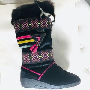 Tecnica Black Goatskin Apres Ski Boots Vintage ~ Size 37